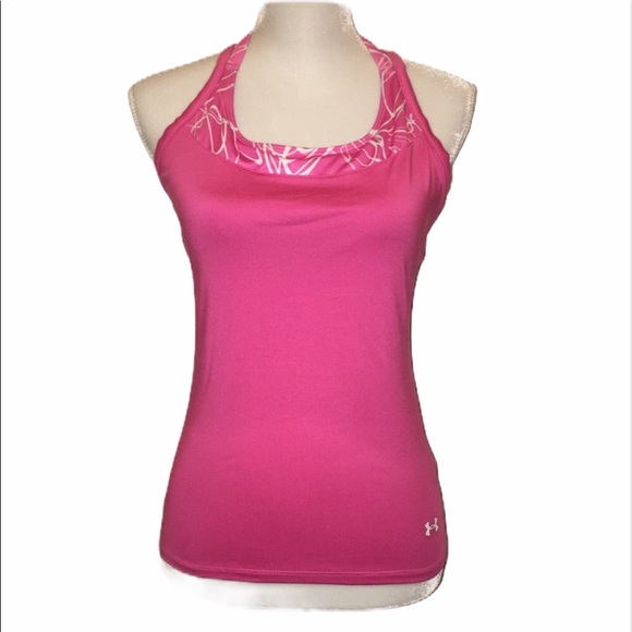 Under Armour Tops - UNDER ARMOUR Sz M Pink & White Athletic Top